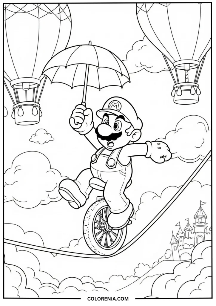 Mario's Unicycle Tightrope Walk