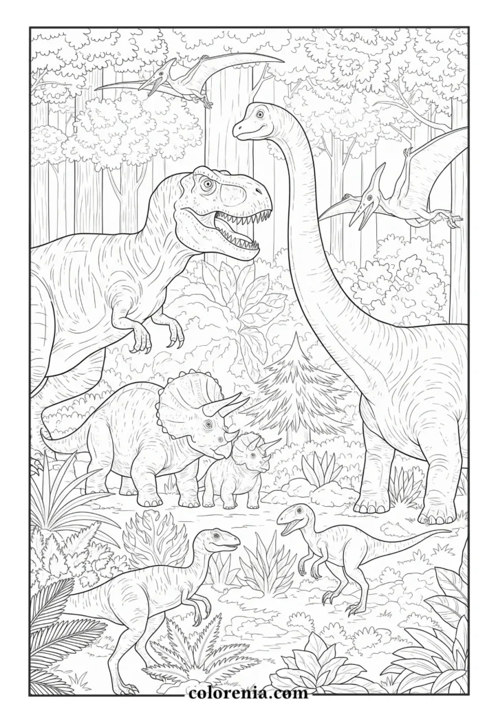 Minimalist Dinosaur - Simple dinosaur coloring page, clean prehistoric creature, basic dinosaur outline
