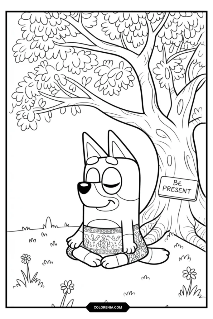 Peaceful Indy Meditating Coloring Page