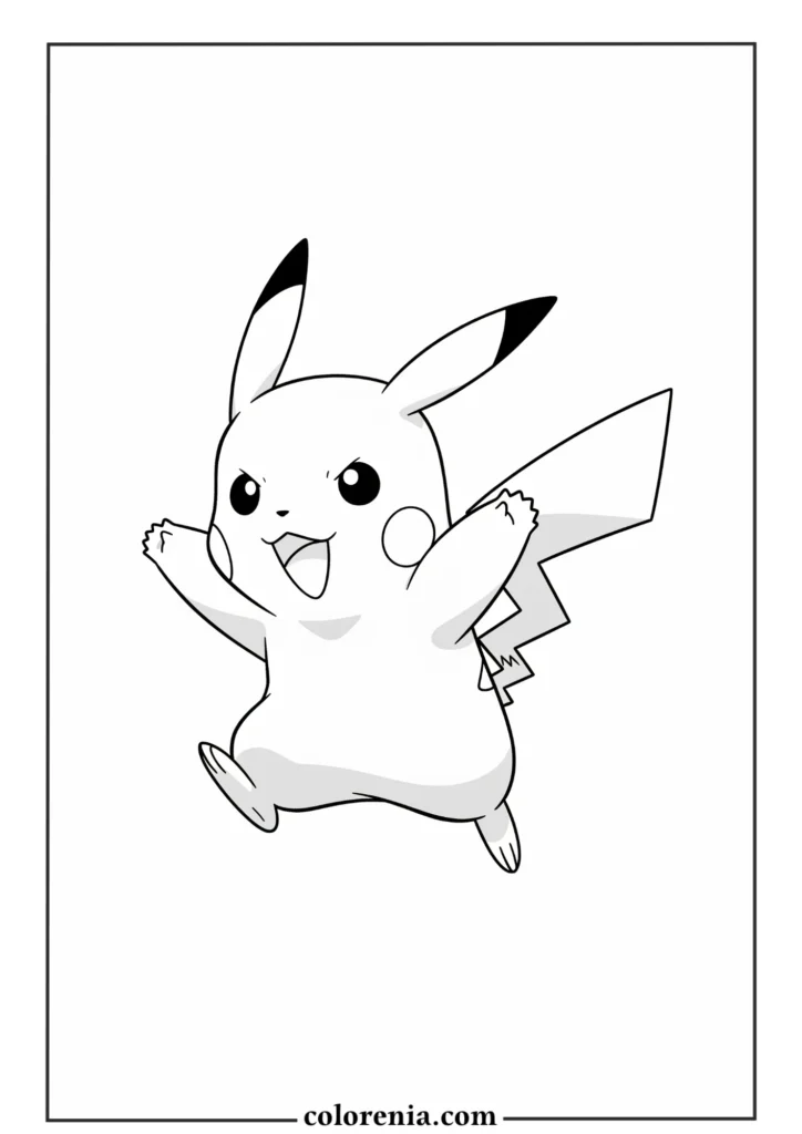 Pikachu dancing – cute pokemon coloring activity.