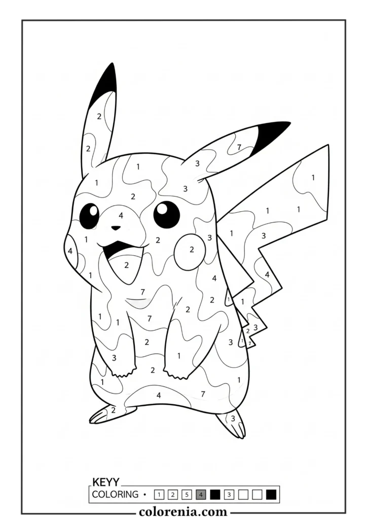 Pikachu jumping coloring page – fun pokemon coloring for kids.