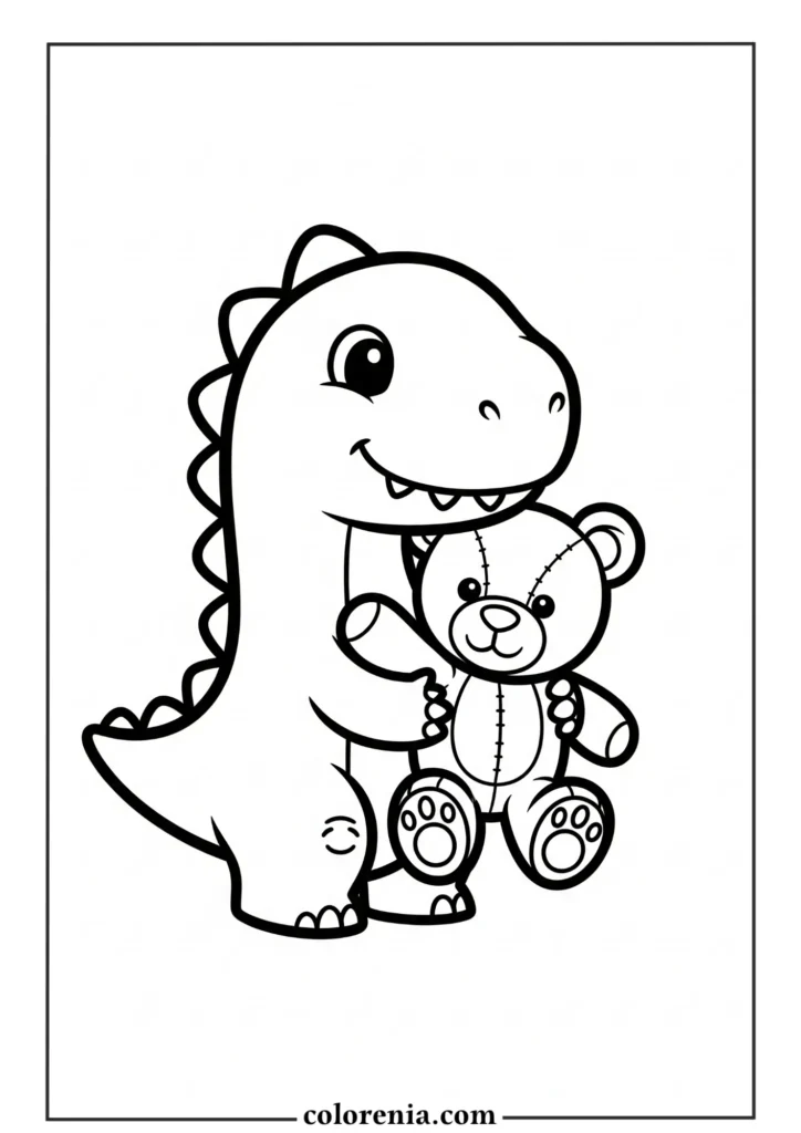 Playful Dinosaur - Active dinosaur coloring sheet, energetic prehistoric animal, fun dinosaur activity