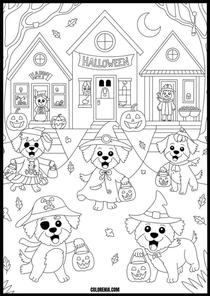 Playful dogs coloring template - fun animal art for children