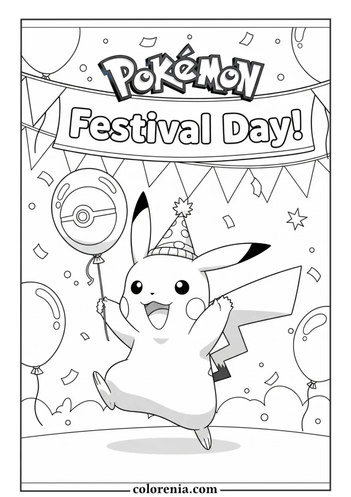 Pokemon coloring book cover page – free printable sheet.