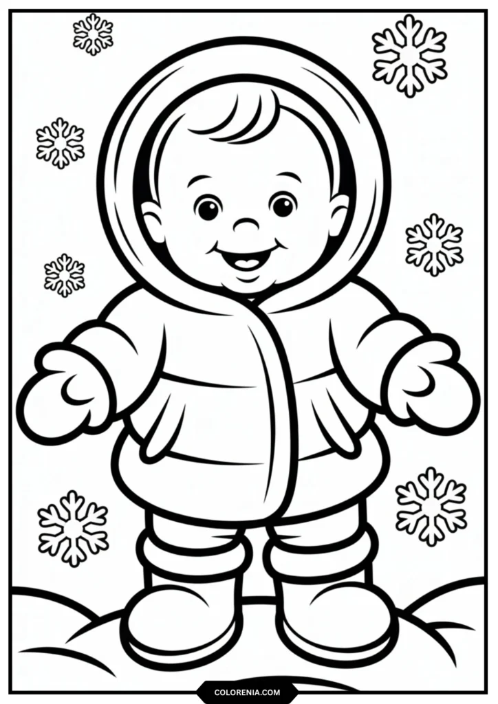 Puffy coat outline, simple hood
