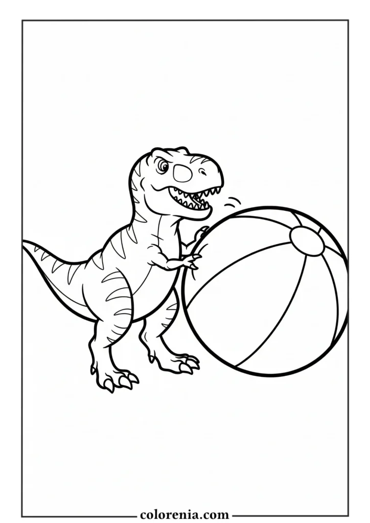 Round Dinosaur Drawing - Chubby dinosaur coloring template, cute prehistoric animal, simple drawing for children
