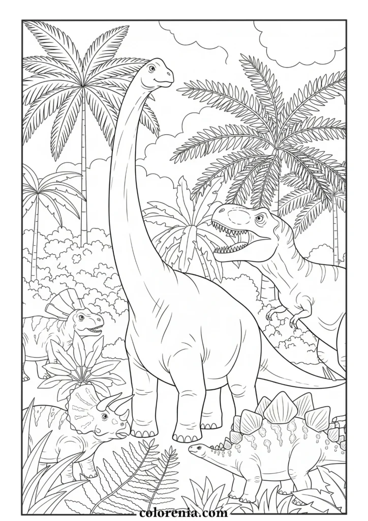 Shaded Dinosaur - Dimensional dinosaur coloring page, realistic prehistoric creature, professional dinosaur art