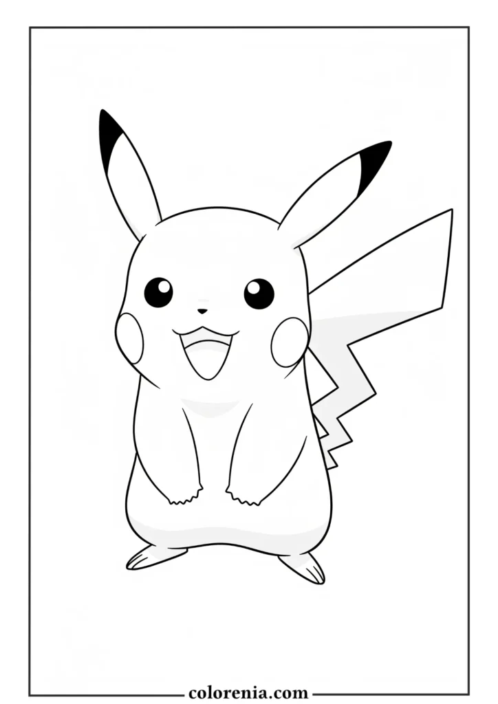 Simple Pikachu coloring page for beginners – easy pokemon drawing fun.
