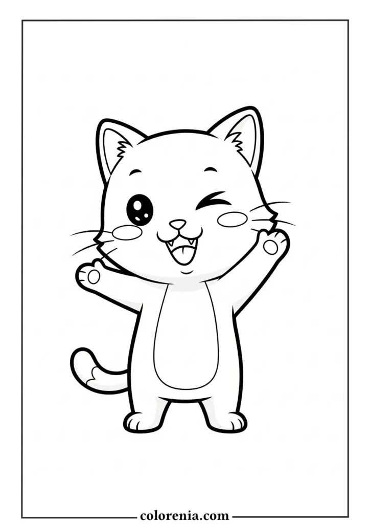 Simple standing cat outline coloring pages