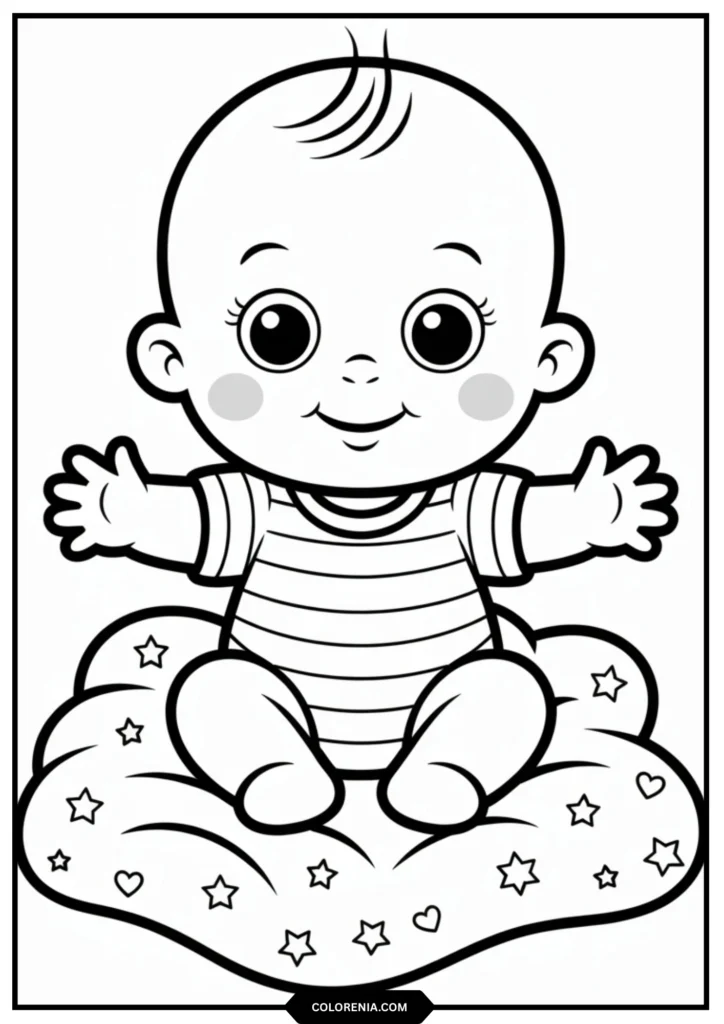 Sitting Baby – Simple Toddler Coloring Page
