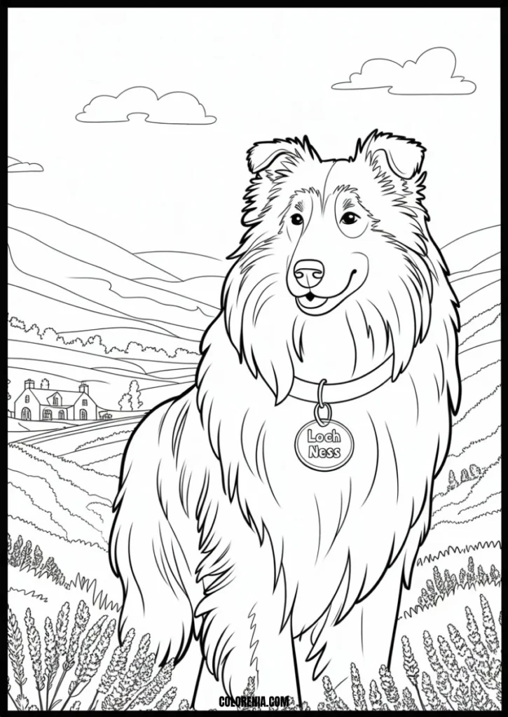 Sitting dog coloring image - easy animal sketch for kids