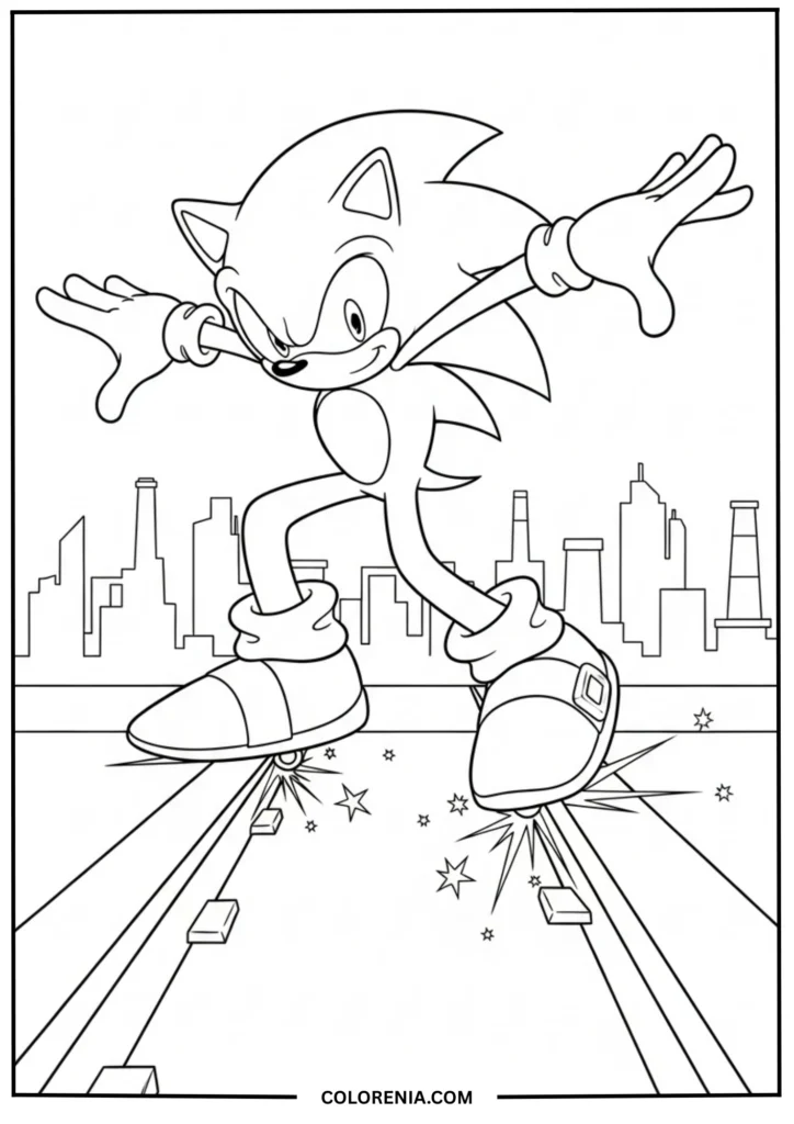 Sonic Grinding on Rails Outline