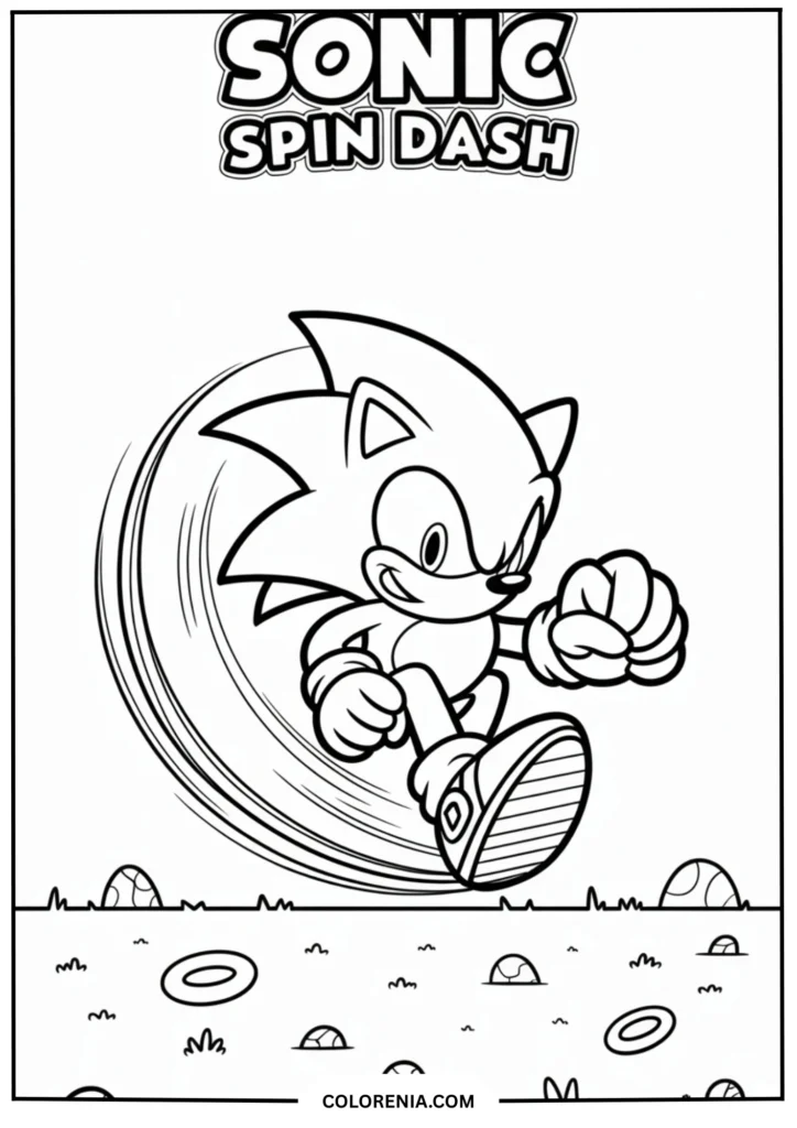 Sonic Spin Dash Line Art