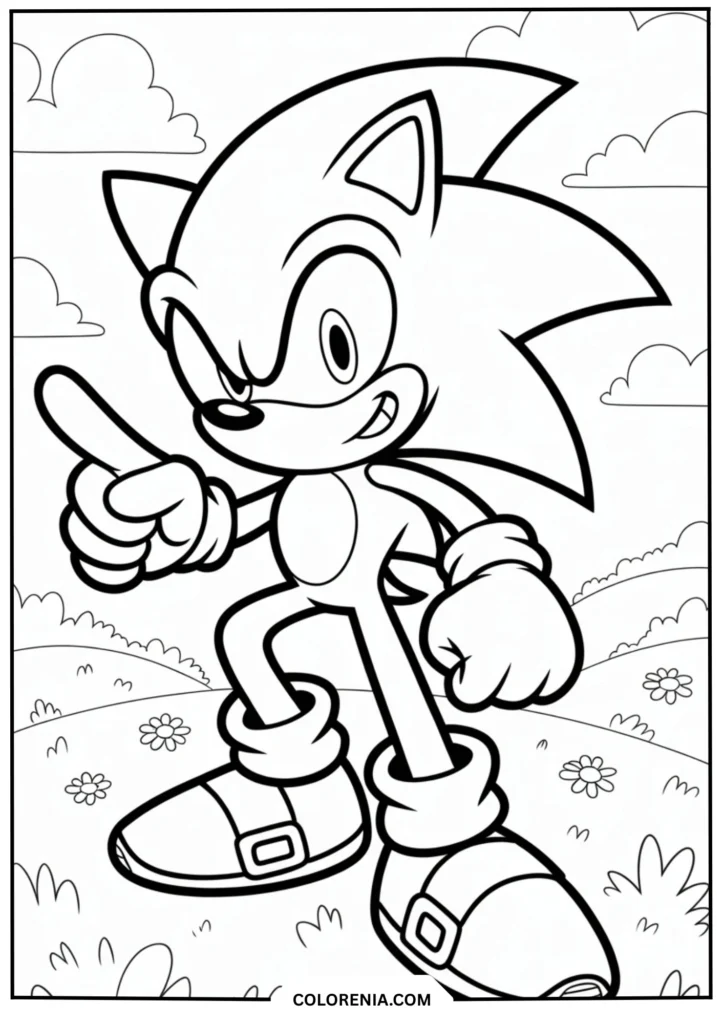 Sonic's Signature Pose Coloring Page