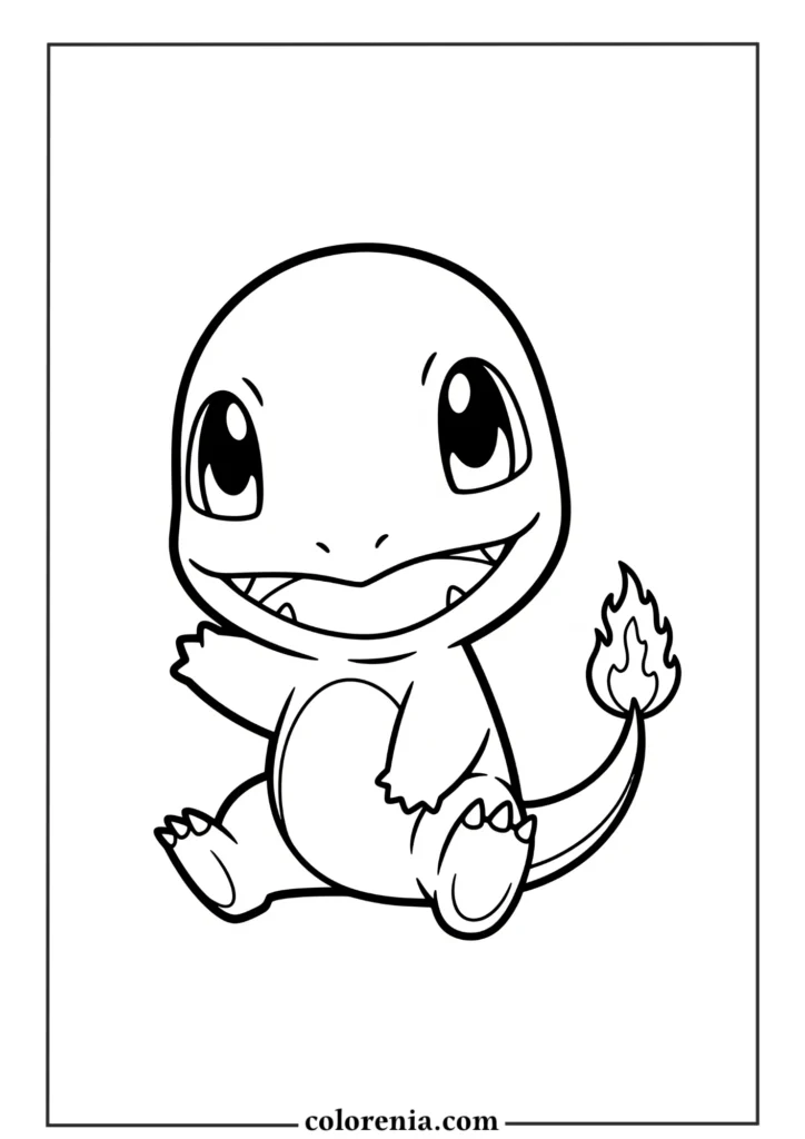 Squirtle smiling coloring sheet – classic pokemon coloring page.