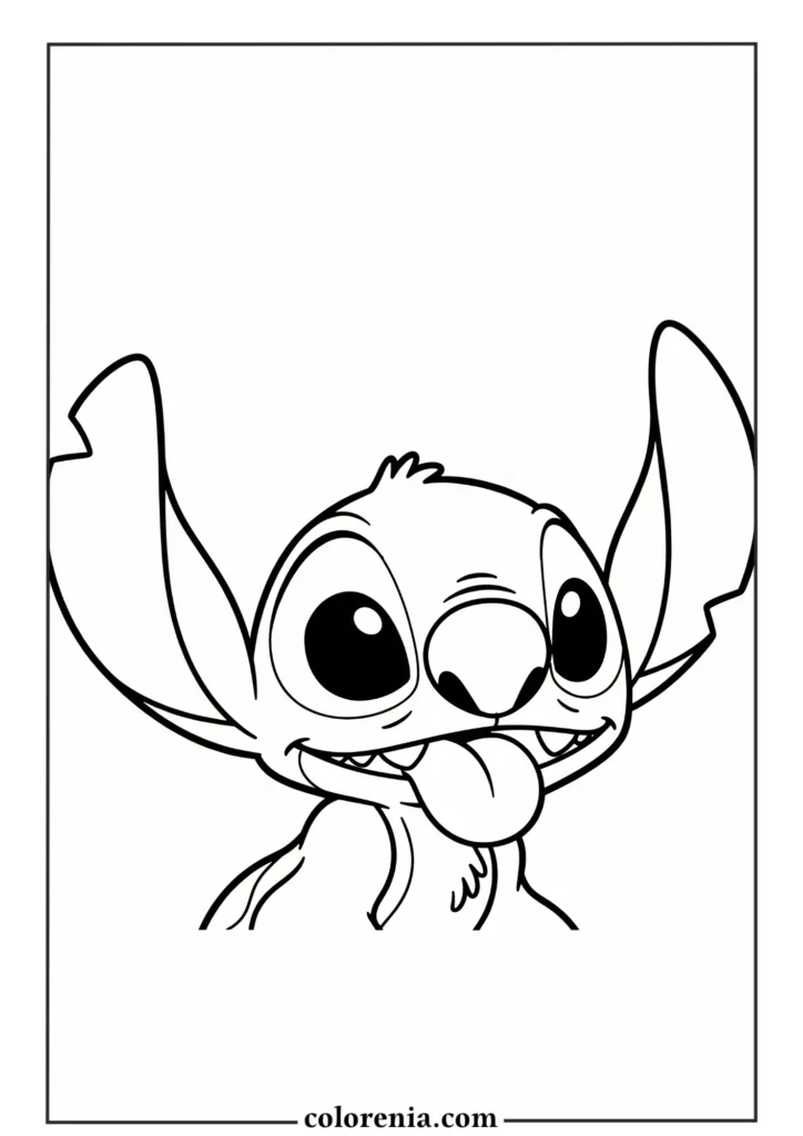 Stitch open arms pose – easy Disney Stitch coloring page for toddlers.