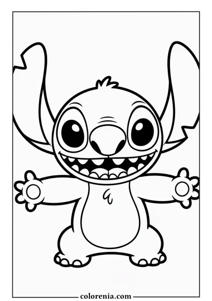 Stitch playing ukulele – Hawaiian-themed Disney Stitch coloring page.