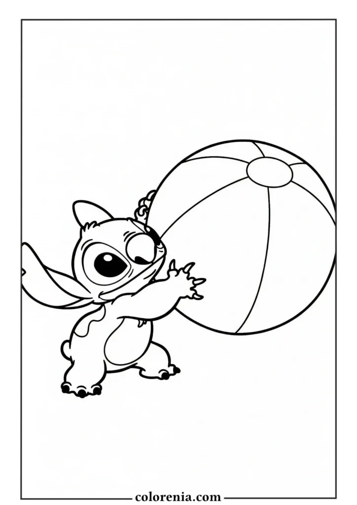 Stitch sleeping on the moon – relaxing Stitch coloring sheet for bedtime fun.