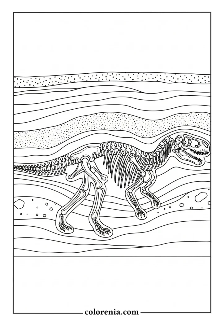 Stylized Dinosaur - Artistic dinosaur coloring sheet, creative prehistoric animal, modern dinosaur design