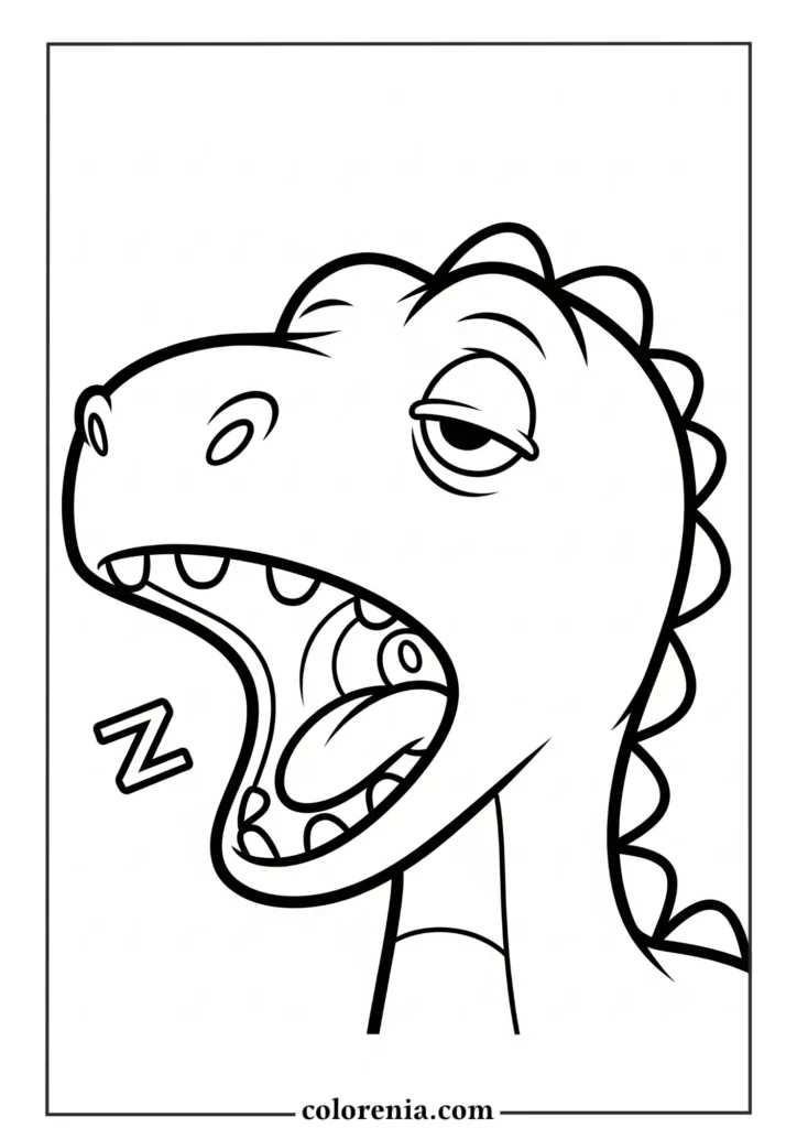 Thinking Dinosaur - Contemplative dinosaur coloring page, smart prehistoric creature, intellectual dinosaur
