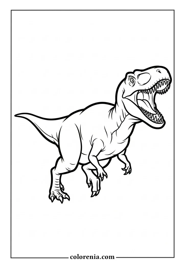 Walking Dinosaur - Standing dinosaur coloring sheet, upright prehistoric animal, simple dinosaur pose