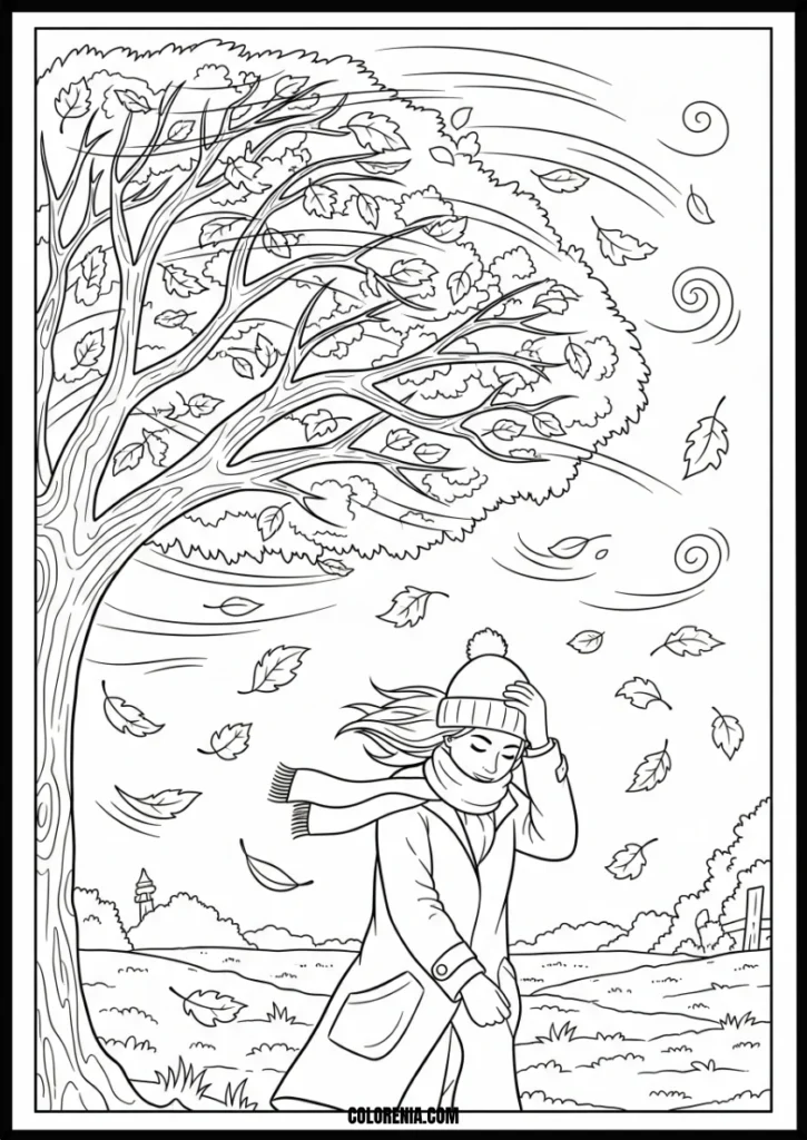 Windy_Autumn_Day_with_Falling_Leaves_Coloring_Page_for_Kids