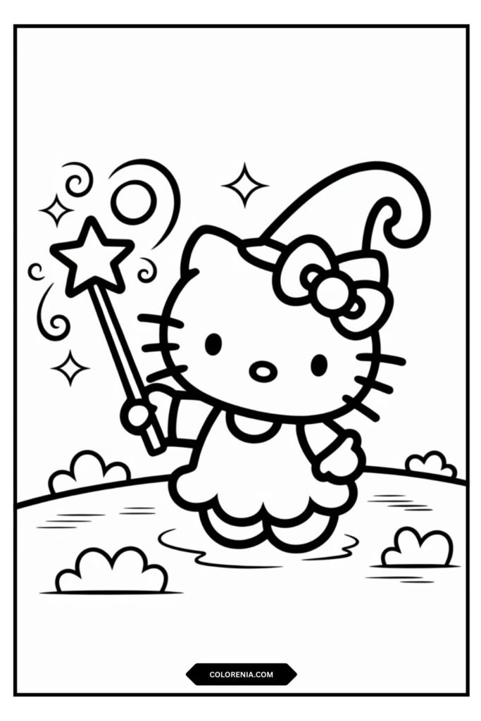Witch Hello Kitty Casting Spell