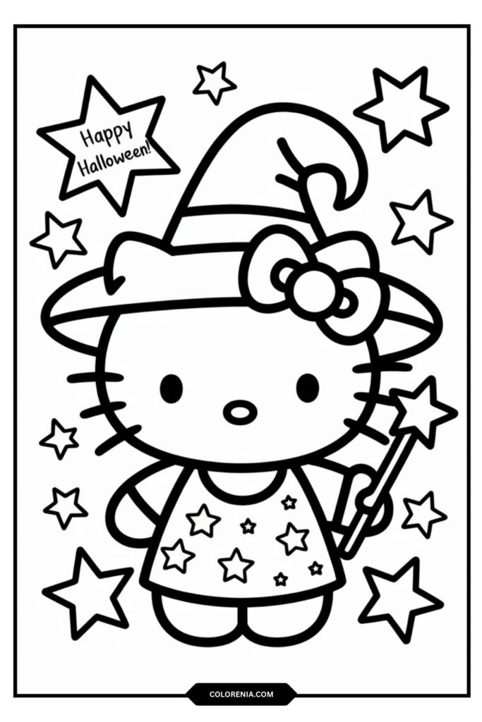 cute baby witch Hello Kitty printable
