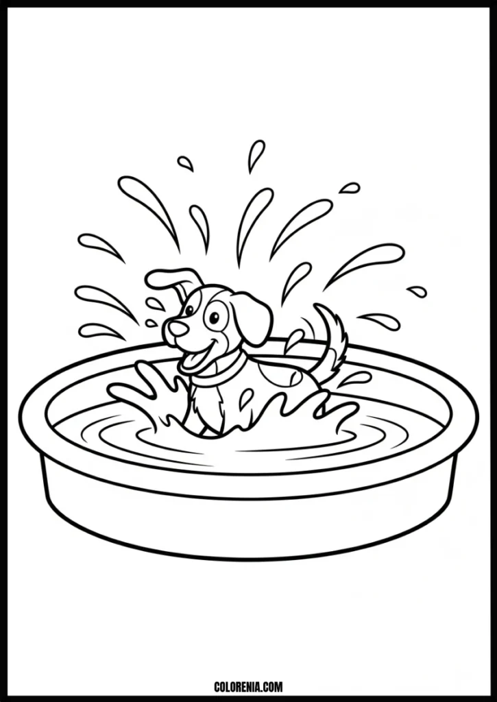 Beach dog coloring sheet - summer puppy activity