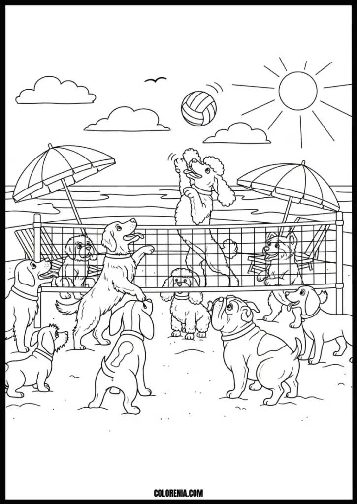 Mountain dogs coloring printable - adventure pet scene