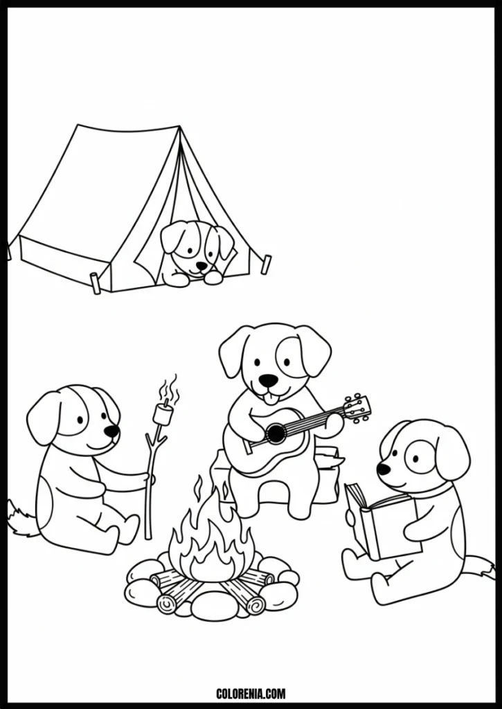 webp.40 - Forest puppy coloring sheet - woodland dog illustration