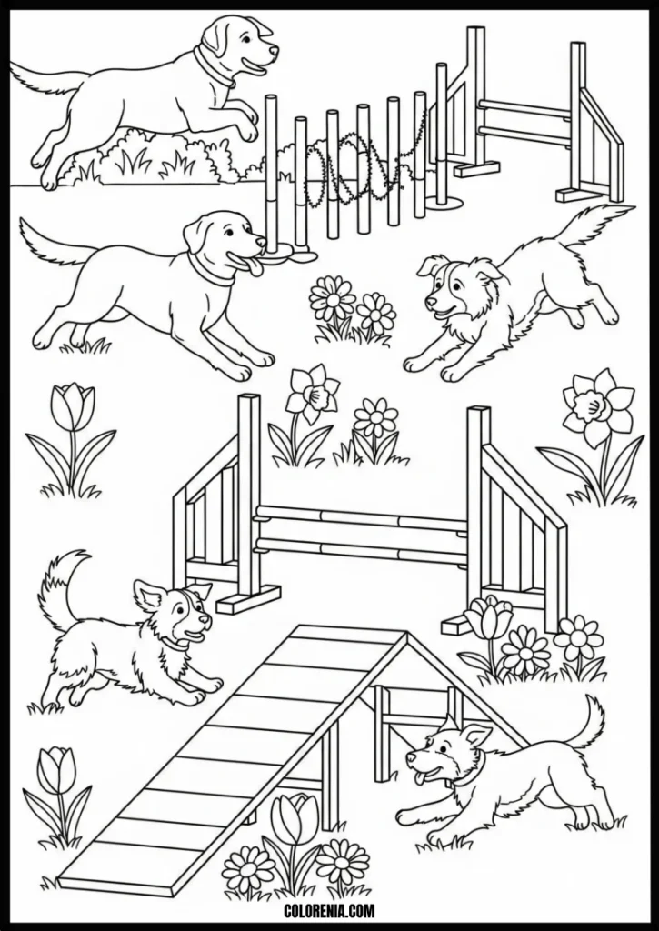webp.50 - Architecture dogs coloring template - structural pet art
