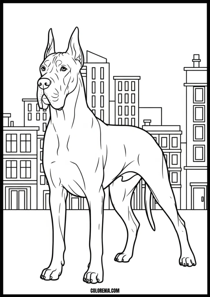 webp.51 - Tower dog coloring printable - tall building puppy scene