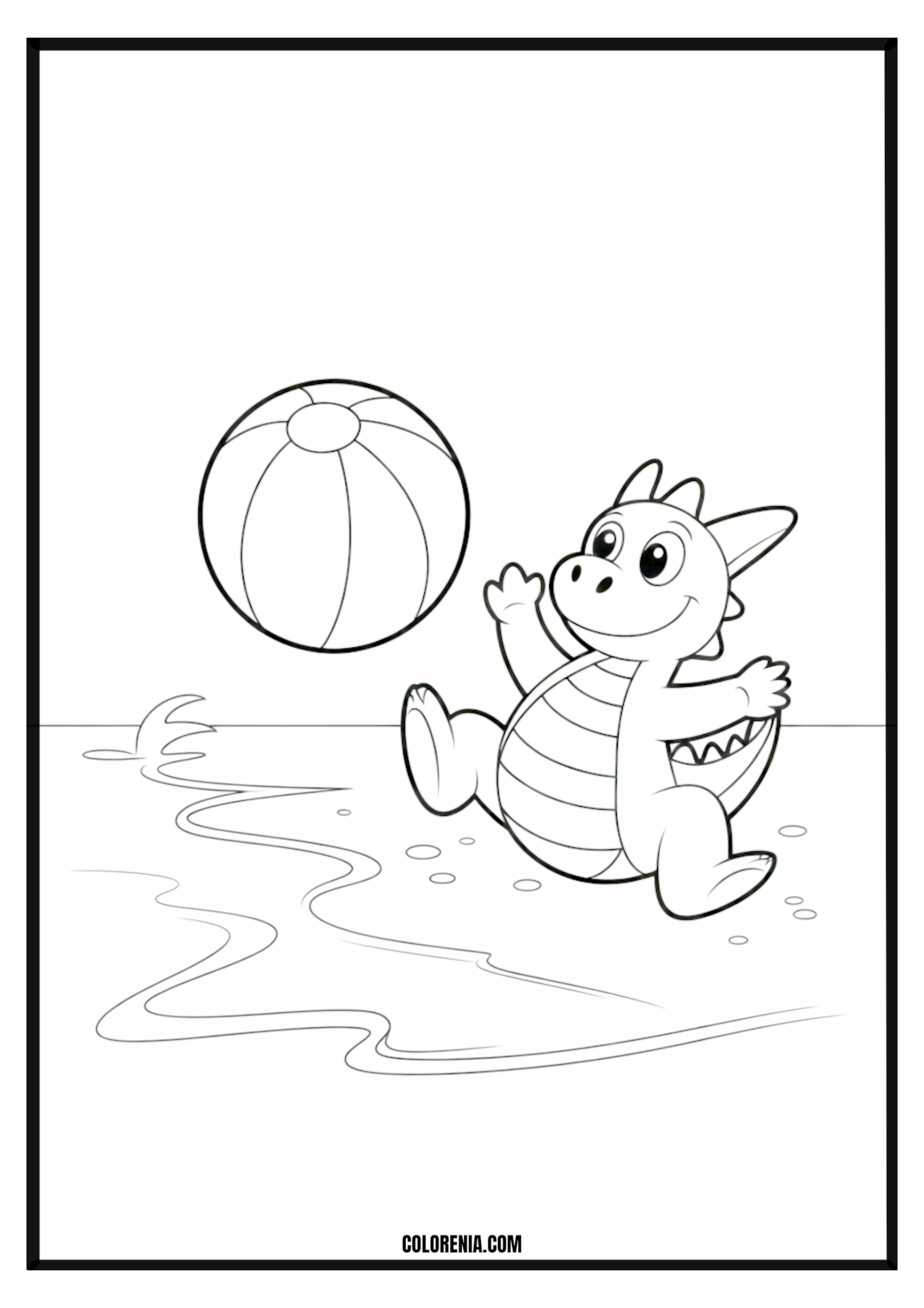 Baby dragon beach ball coloring page
