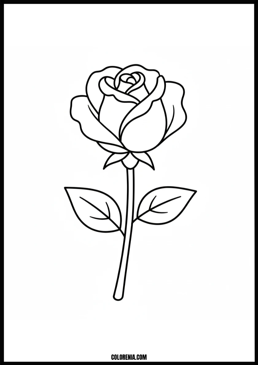 Beautiful Rose Flower Coloring Page (1)