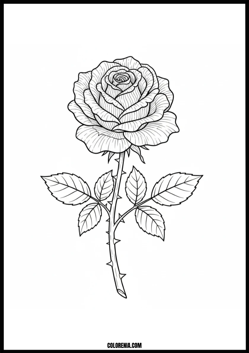 Beautiful Rose Flower Coloring Page