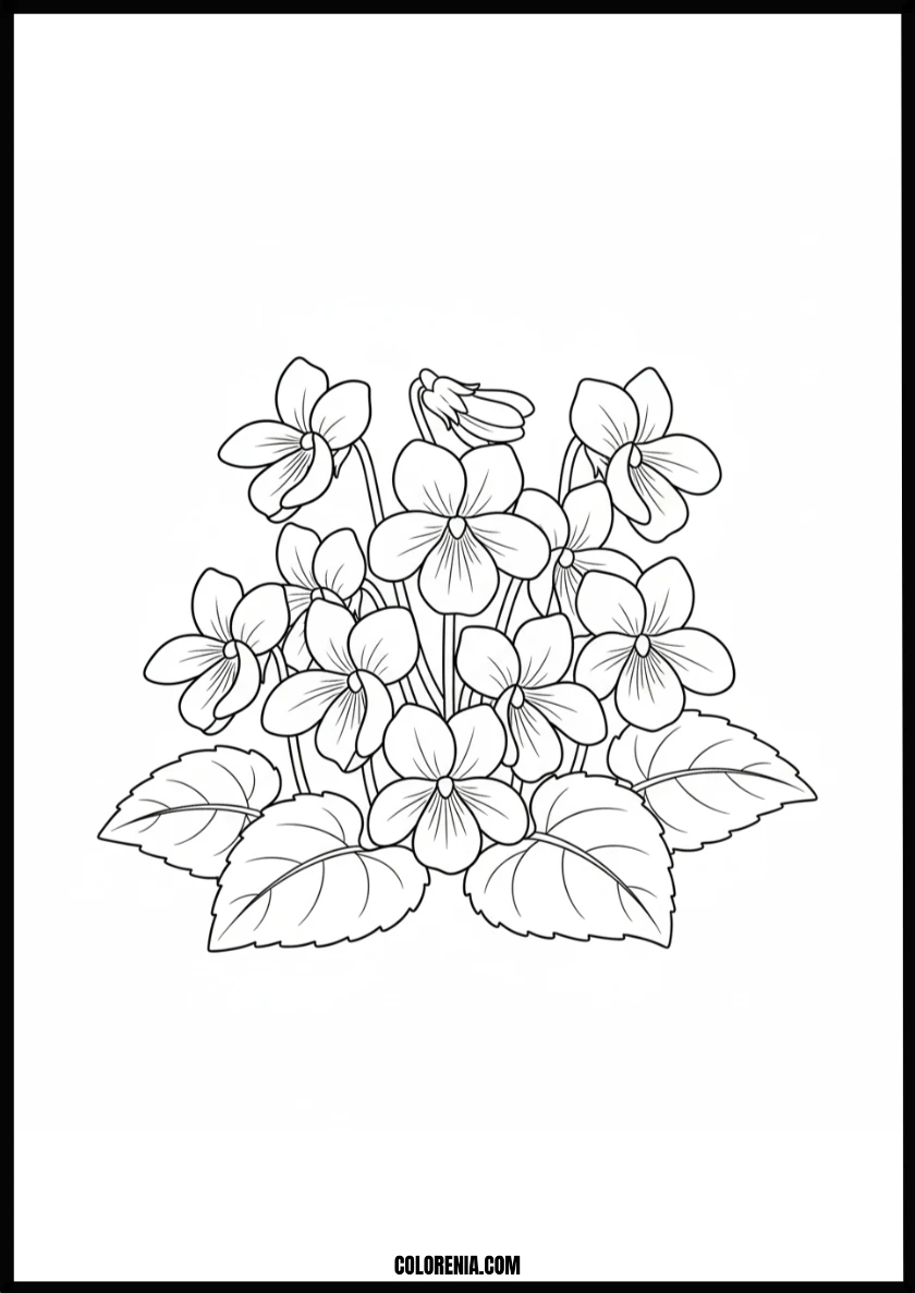 Beautiful Spring Violets Coloring Page