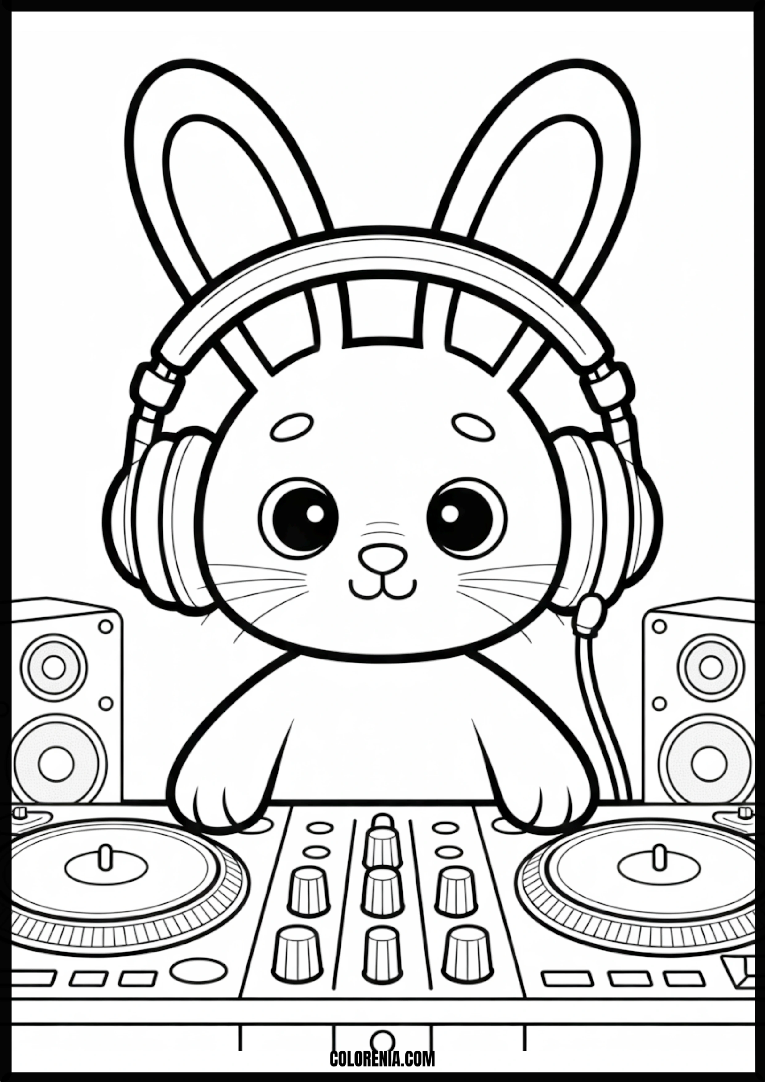 Bunny Dj Printable Coloring Page Coloring page of bunny dj