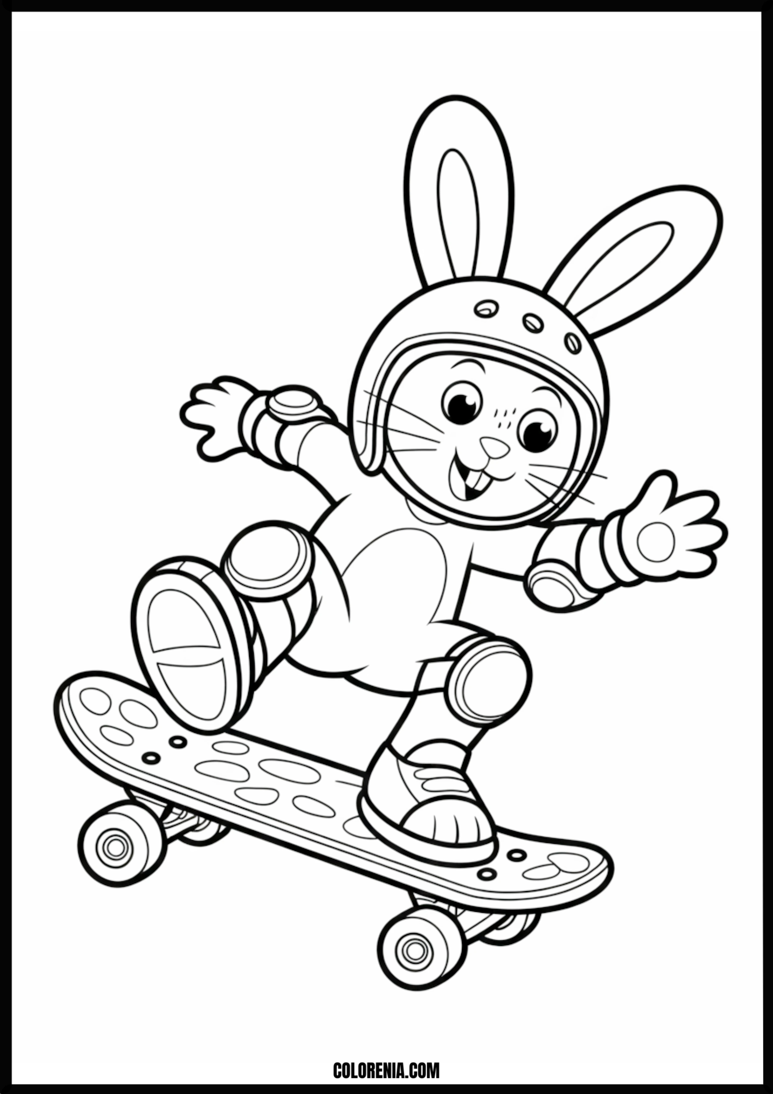 Bunny Skateboarder Printable Coloring Page Coloring page of bunny skateboarder