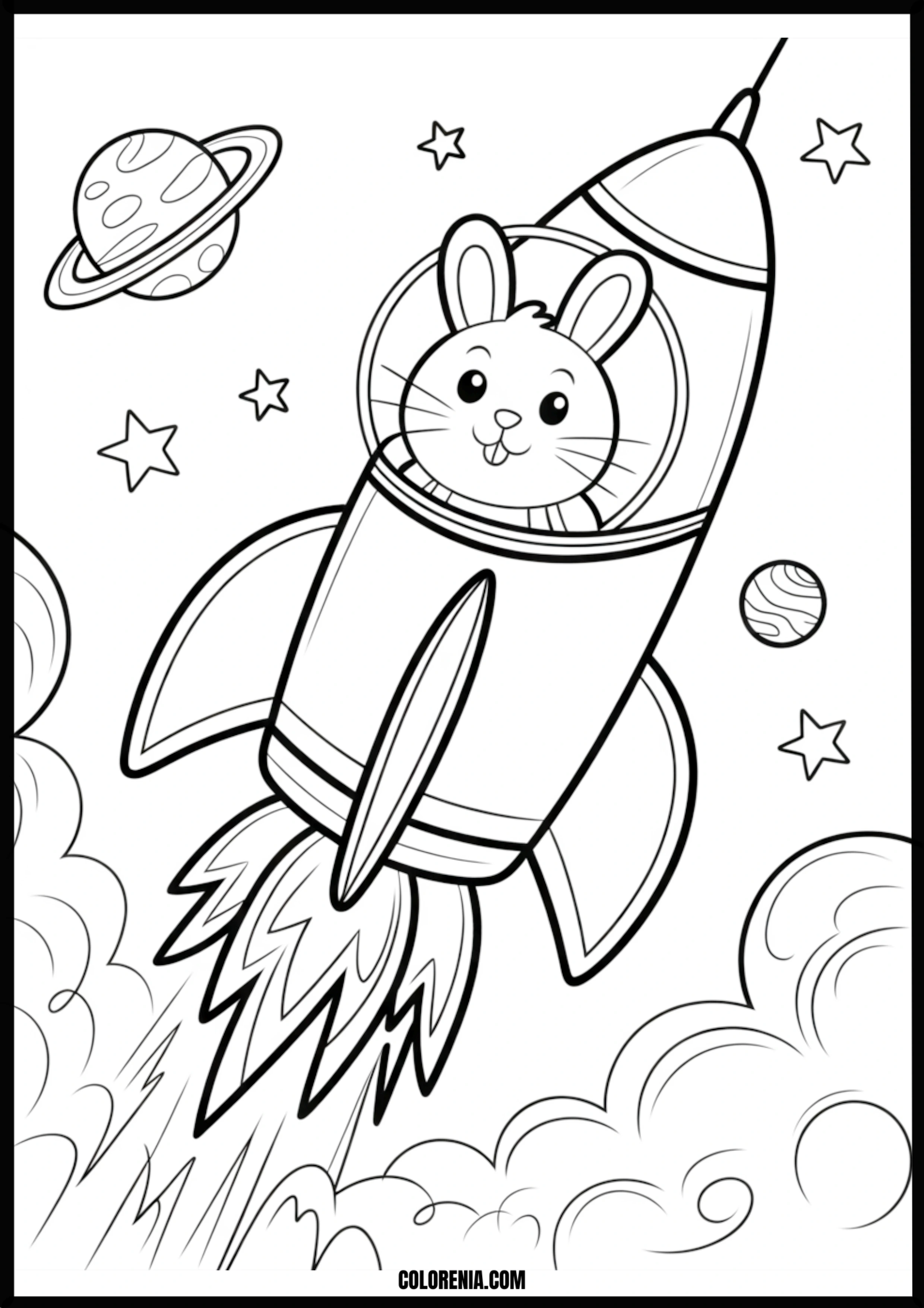 Bunny Astronaut Rocket Space Adventure Printable Coloring Page Coloring page of bunny astronaut rocket space adventure