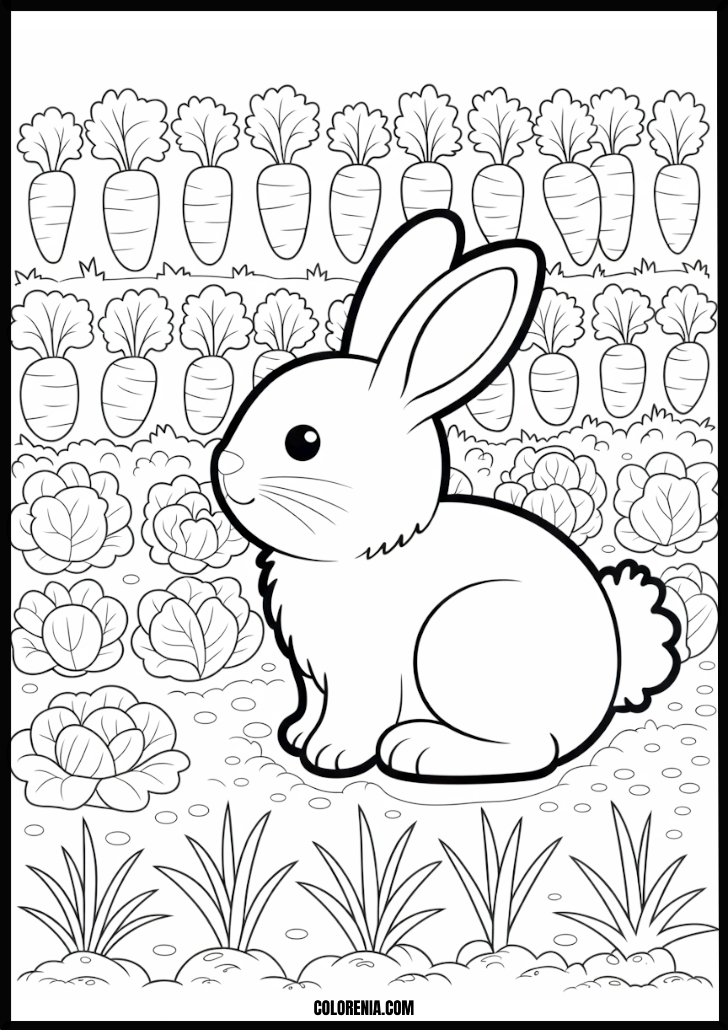 Bunny Carrots Garden Printable Coloring Page Coloring page of bunny carrots garden