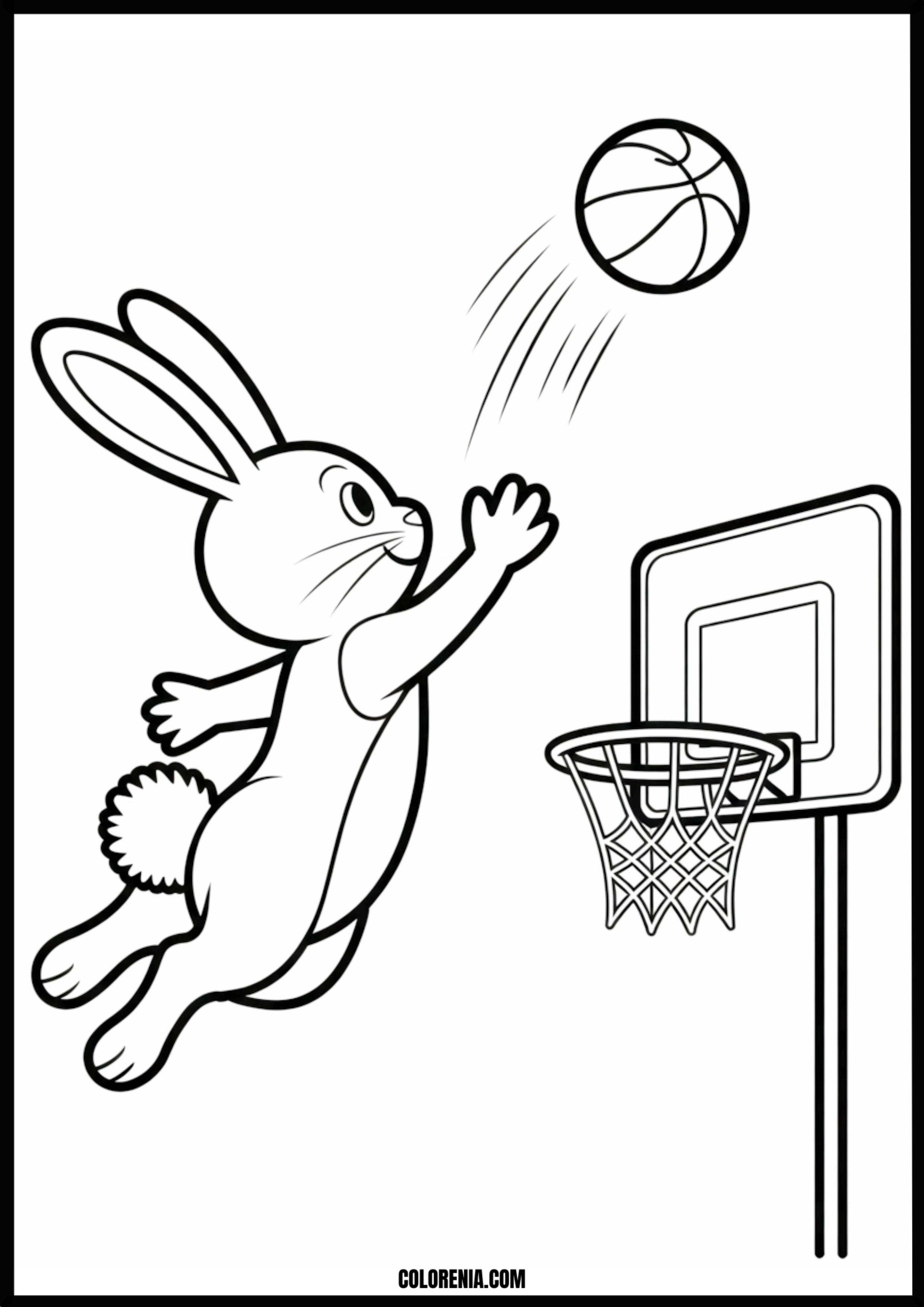 Bunny Playing Basketball Printable Coloring Page Coloring page of bunny playing basketball