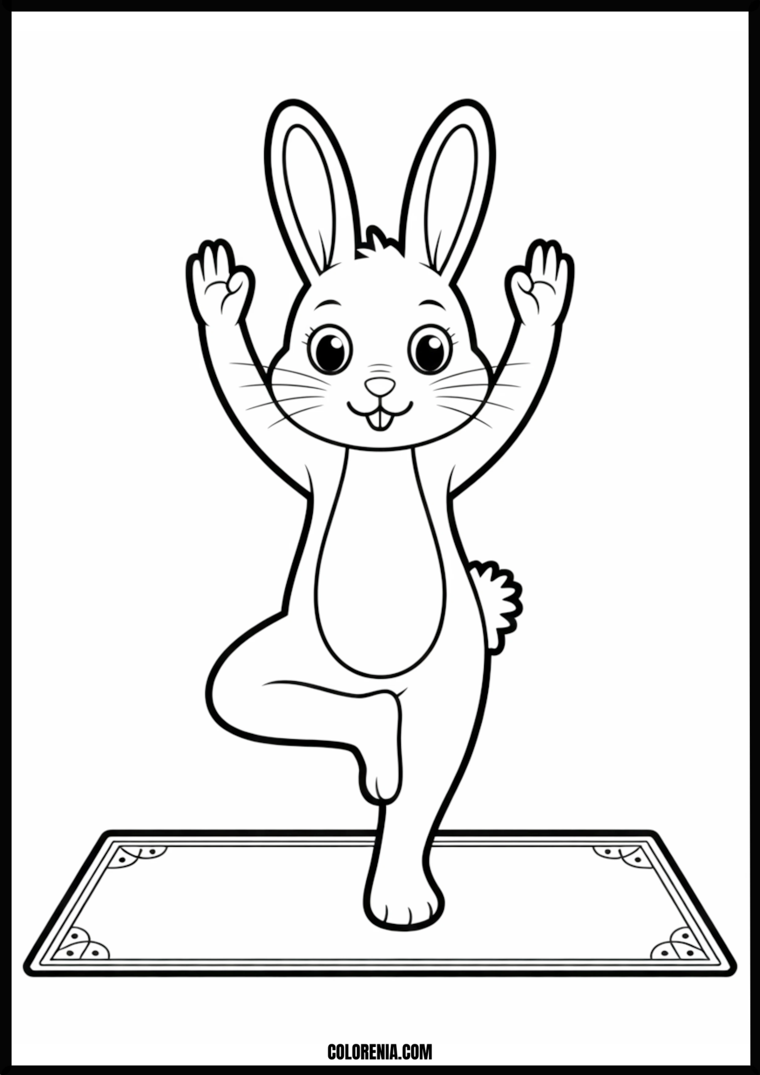 Bunny Tree Pose Yoga Printable Coloring Page Coloring page of bunny tree pose yoga