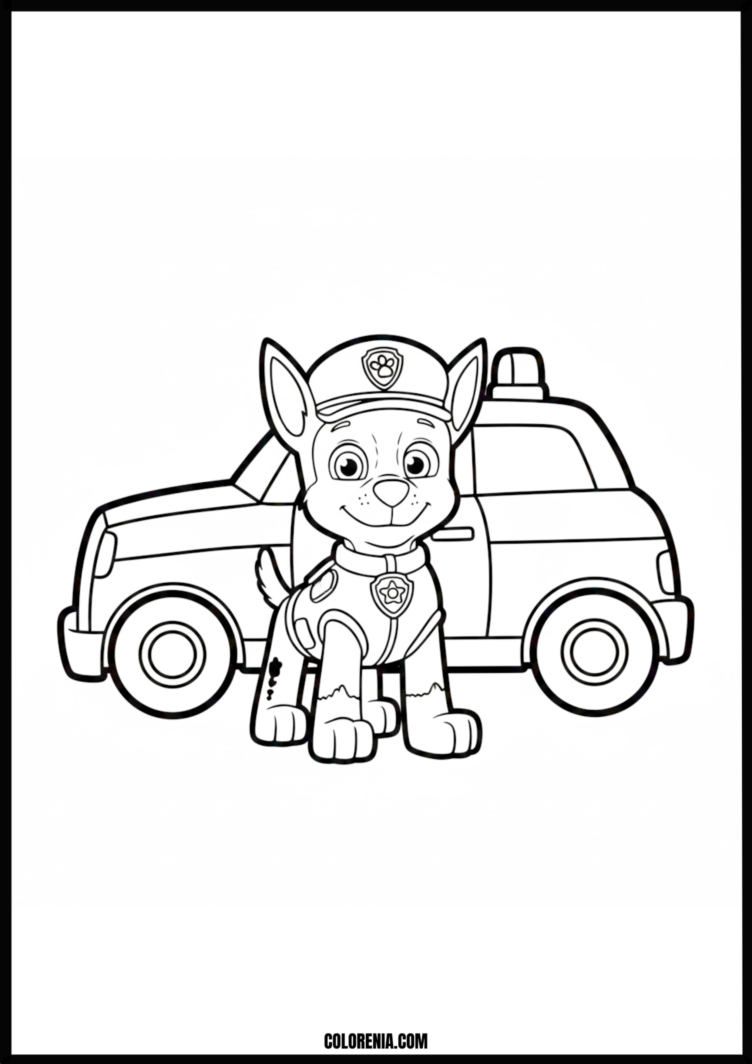 Chase Paw Patrol Police Car Coloring Page
