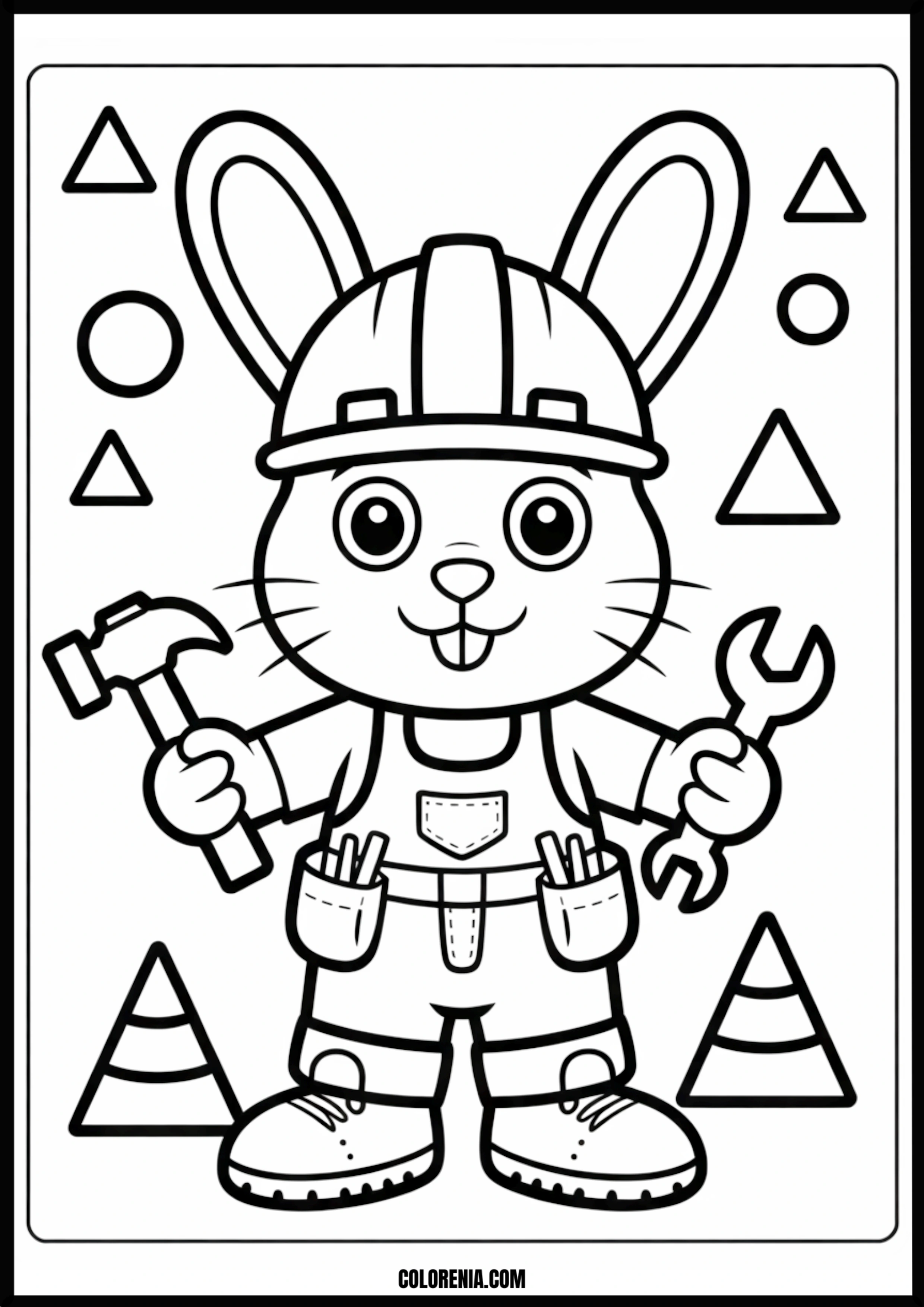 Construction Bunny Printable Coloring Page Coloring page of construction bunny