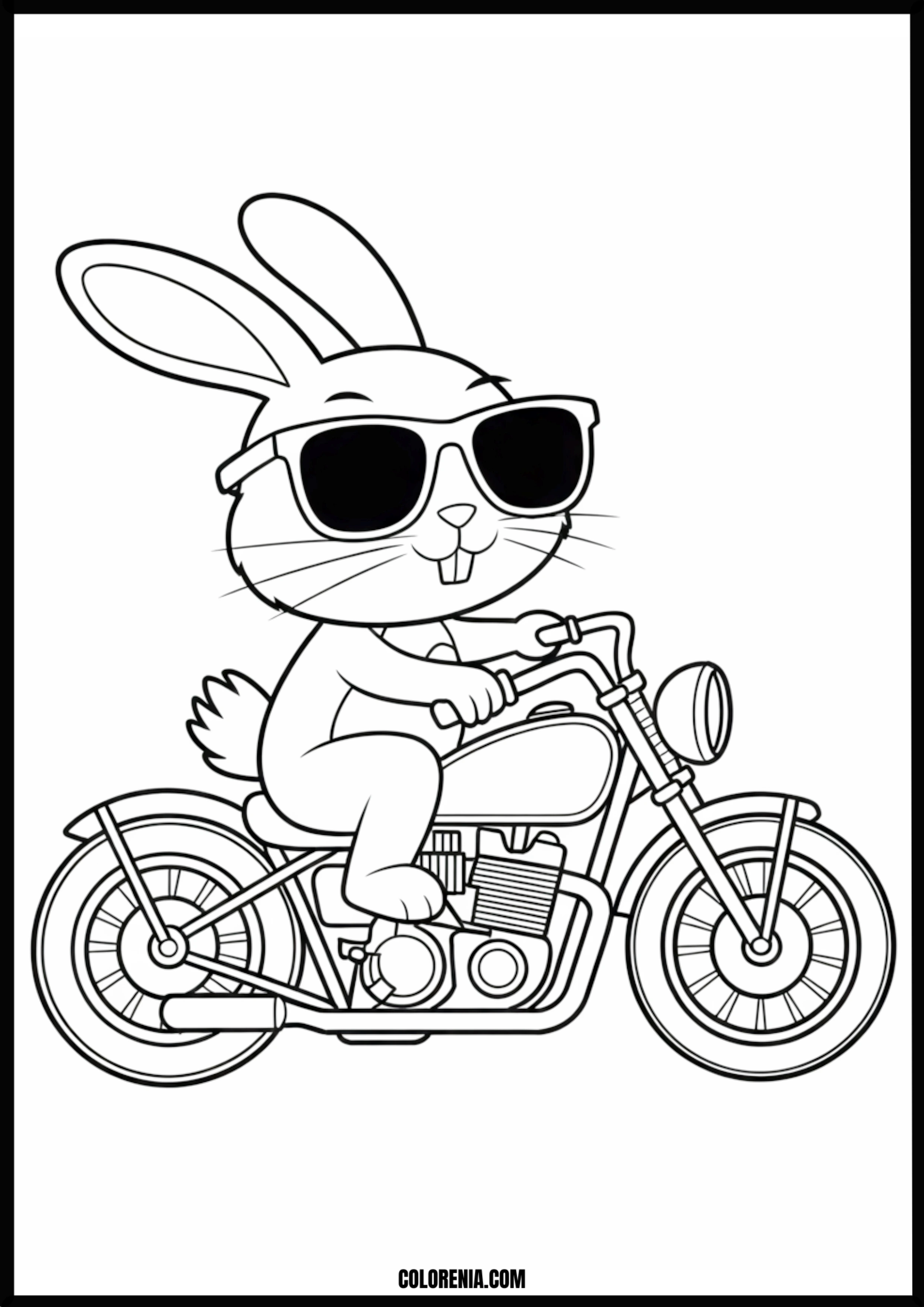 Cool Bunny On Motorcycle Printable Coloring Page Coloring page of cool bunny on motorcycle