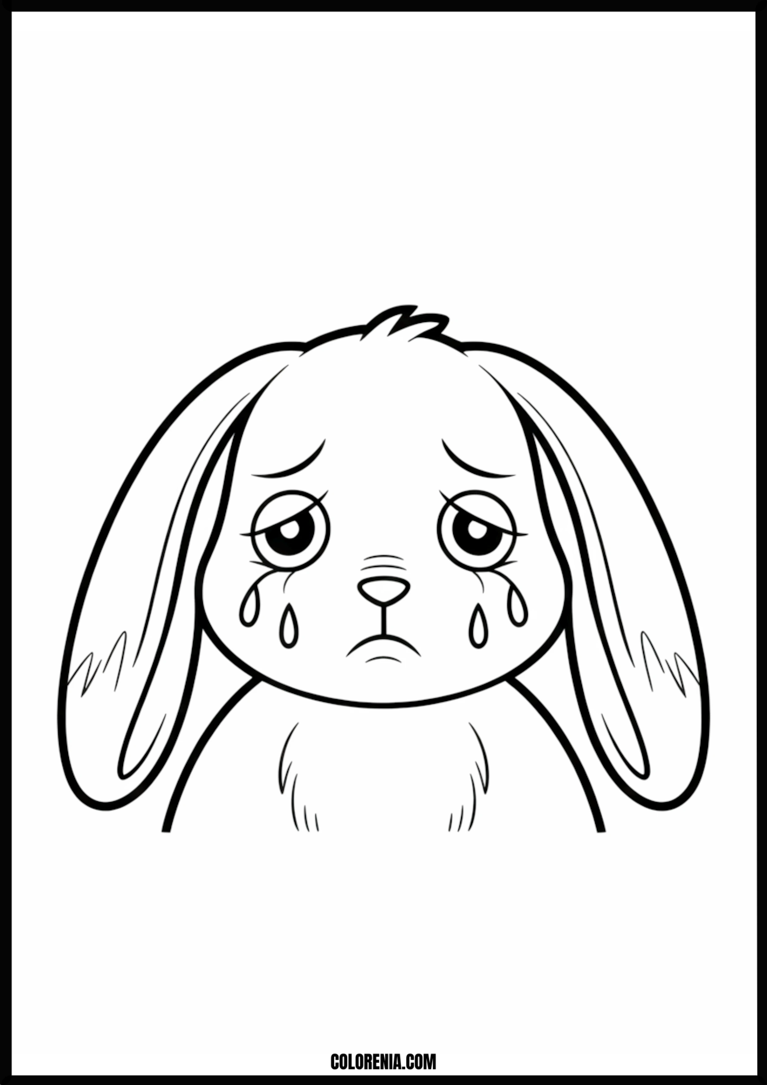 Crying Bunny Line Art Printable Coloring Page Coloring page of crying bunny line art