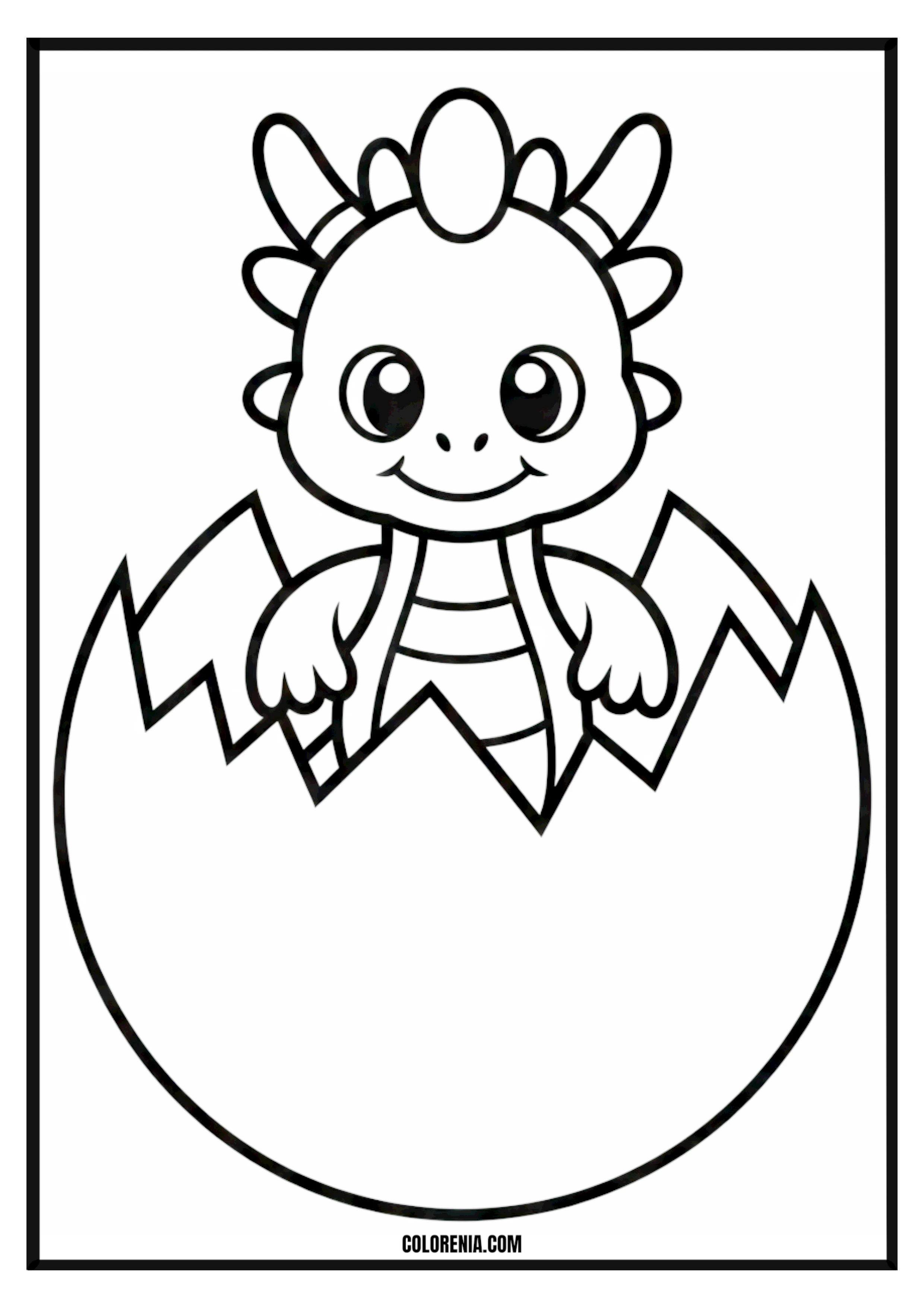 Cute Baby Dragon Hatching Coloring Page