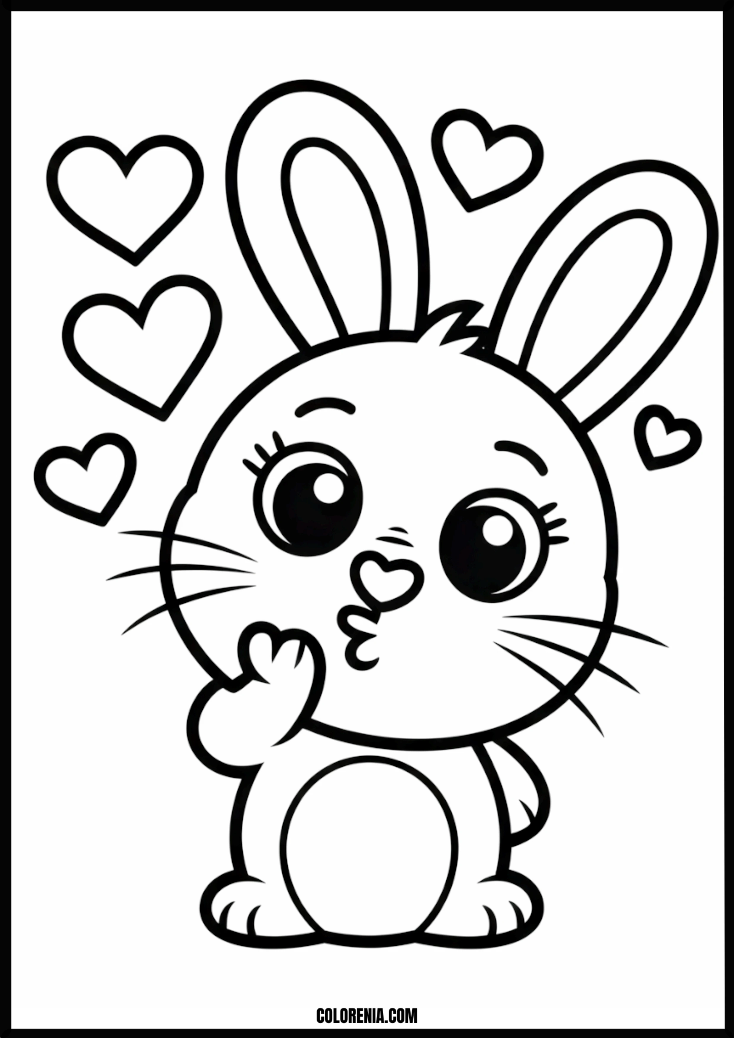 Cute Bunny Blowing Kiss Printable Coloring Page Coloring page of cute bunny blowing kiss