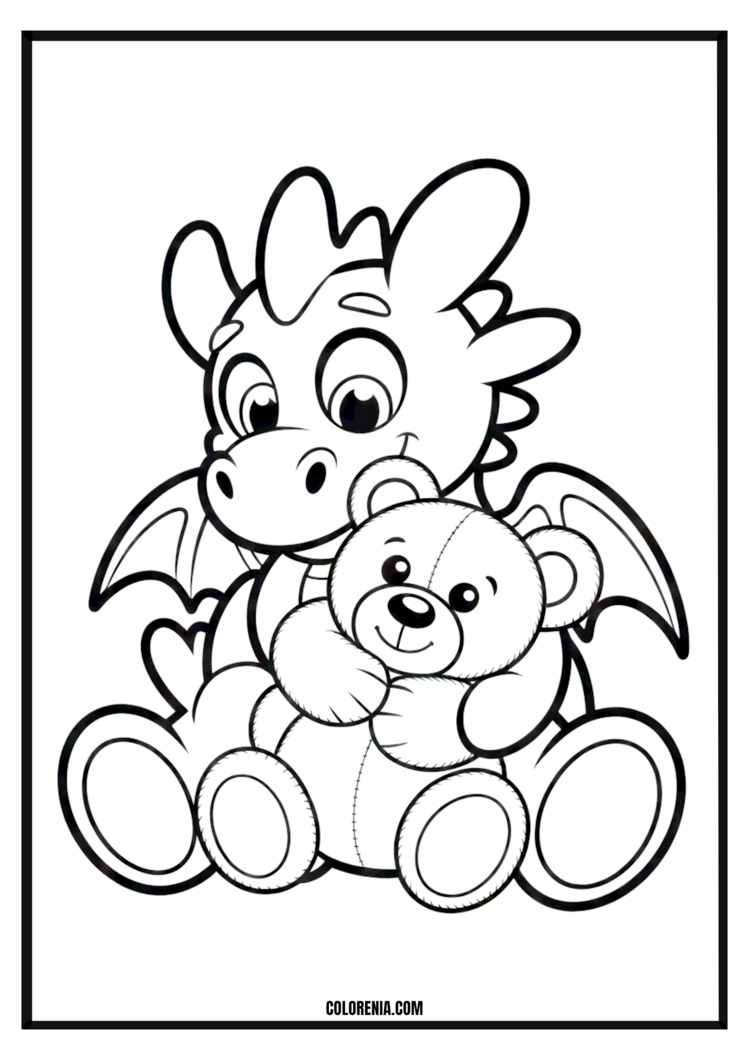 Cute Dragon Holding Teddy Bear